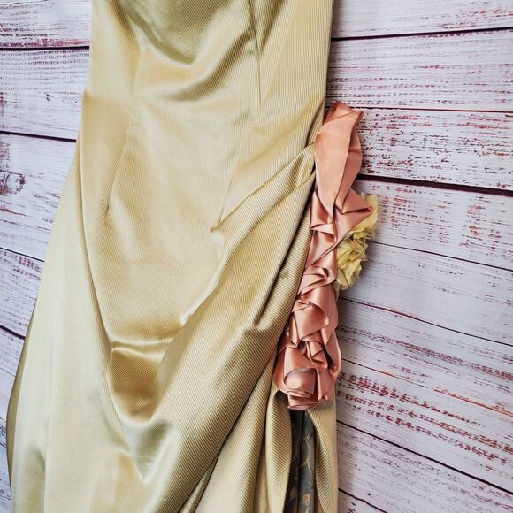 Jessica Mcclintock Formal Gold Ball Gown Sz 10 Tulle Layered Princess Maxi Dress - Picture 7 of 16